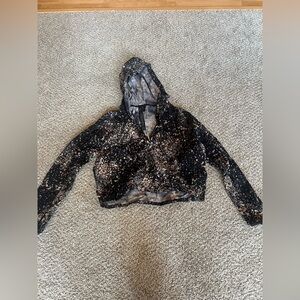 Black and Tan Splatter Cropped Water Resistant Jacket
